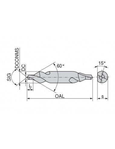 D1303 Broca de centrar HSS 60º FORMA A